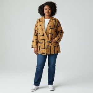 VINTAGE 
DESIGN RUST & BLACK PRINT
SHACKET SIZE SMALL 100% COTTON MADE IN INDIA